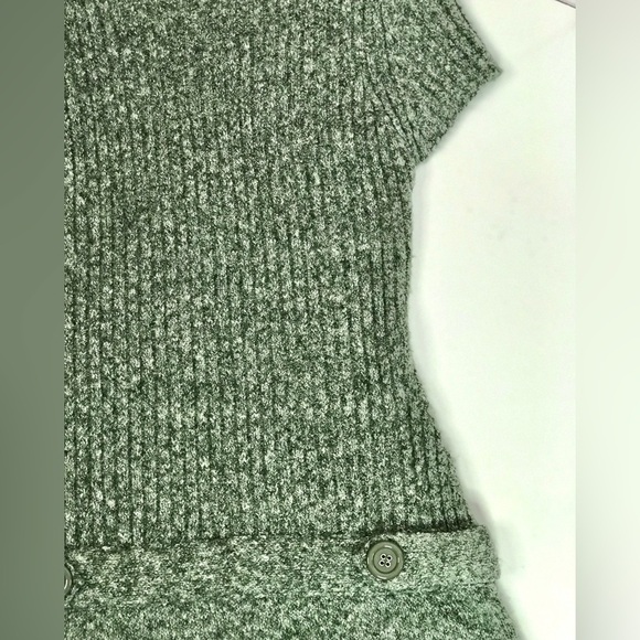 JJ BASICS M Knit Sweater Mini Dress Olive Green Marled Knit Short Sleeve Medium - Picture 5 of 15
